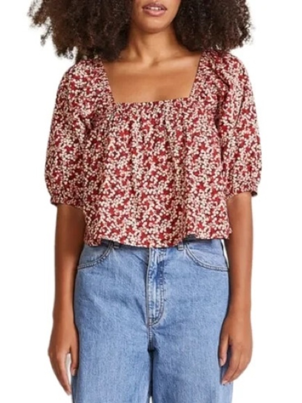 Apiece Apart Gali Womens Top Size XL Floral Balloon Sleeve